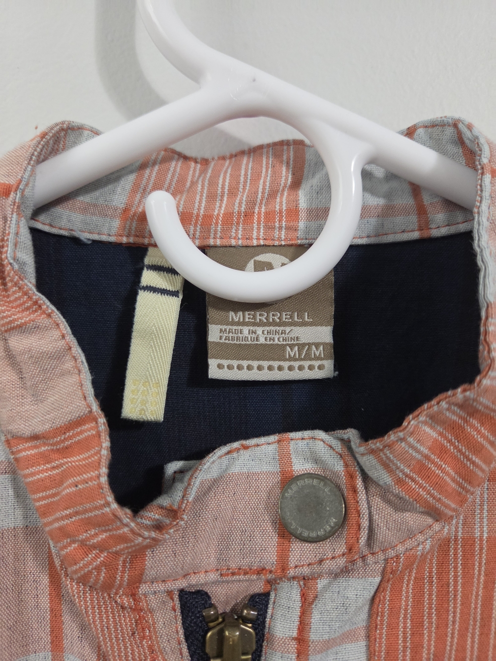 Merrell Orange and White Plaid Zip Jacket - Picture 2 of 8